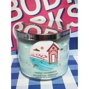 BBW Coastal Watermelon Large 3 Wick Candle Home Fragrance Decor